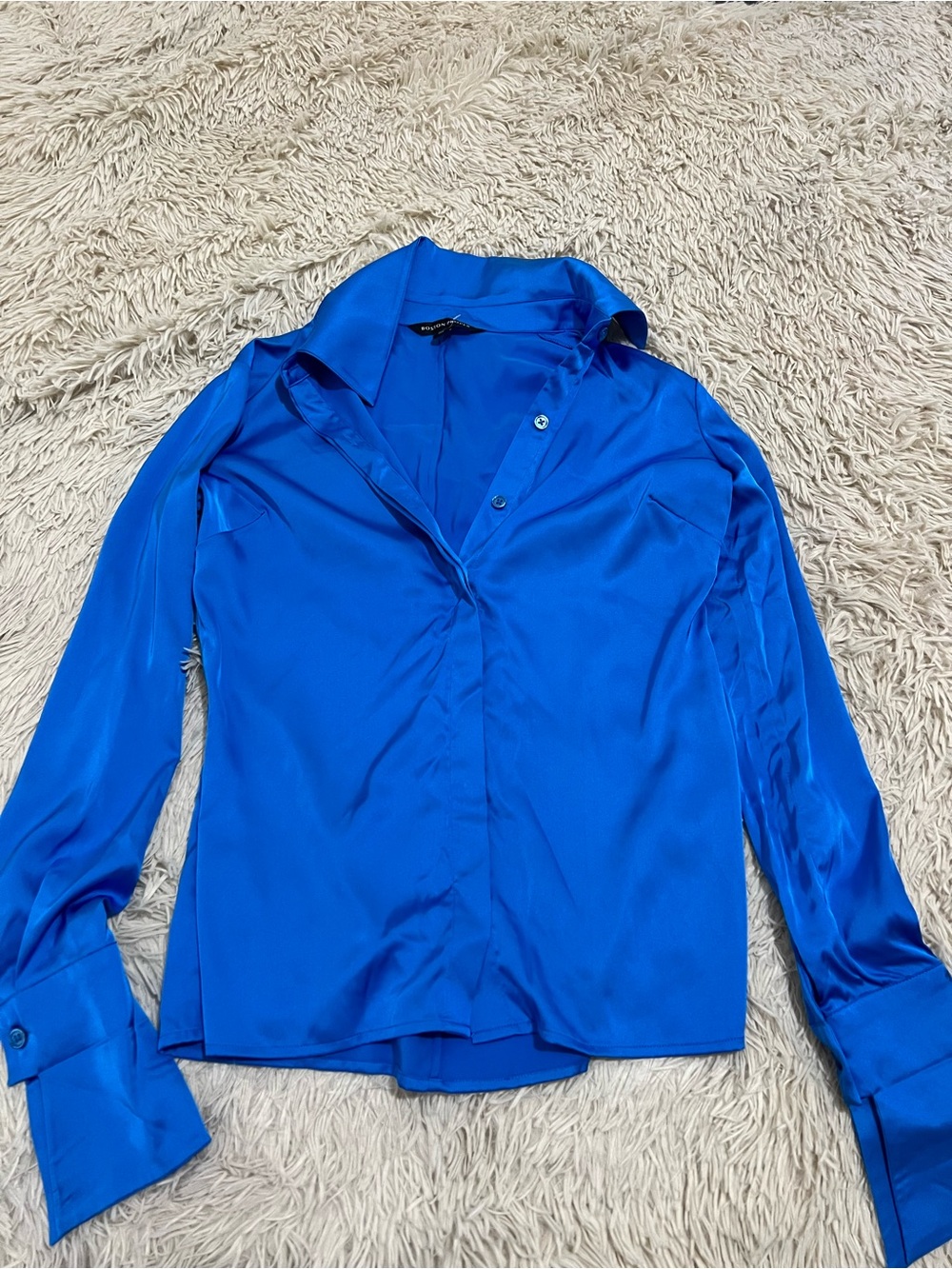 Boston Proper Vibrant Cobalt Satin Blouse